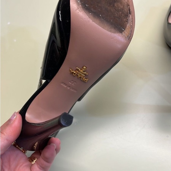 Prada Black Patent Leather Slingback Heels - Picture 8 of 8